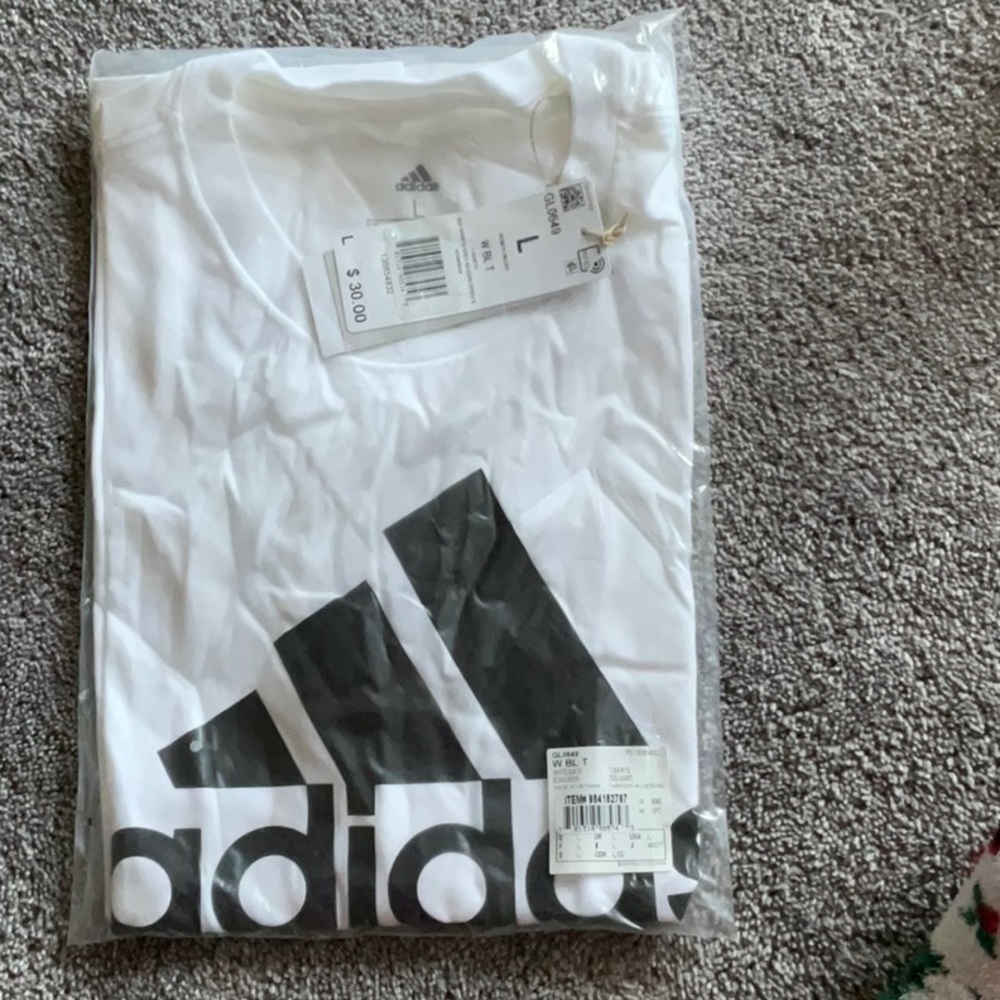Adidas White Polo T-Shirt with Black Logo